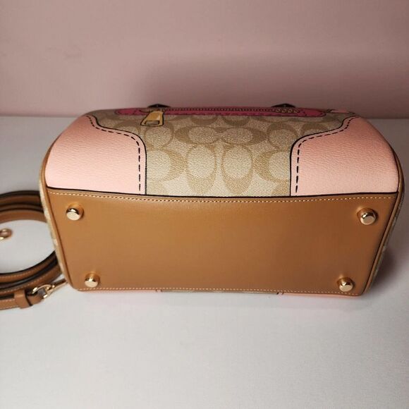 NWT Coach CH168 Rowan Satchel In Signature Canvas Trompe L'oeil Print Khaki - Picture 7 of 7